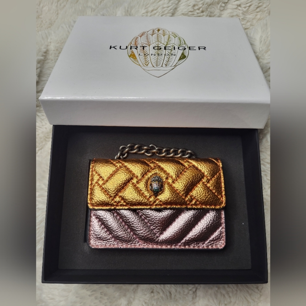 Kurt Geiger Gold and Pink Crossbody Bag
